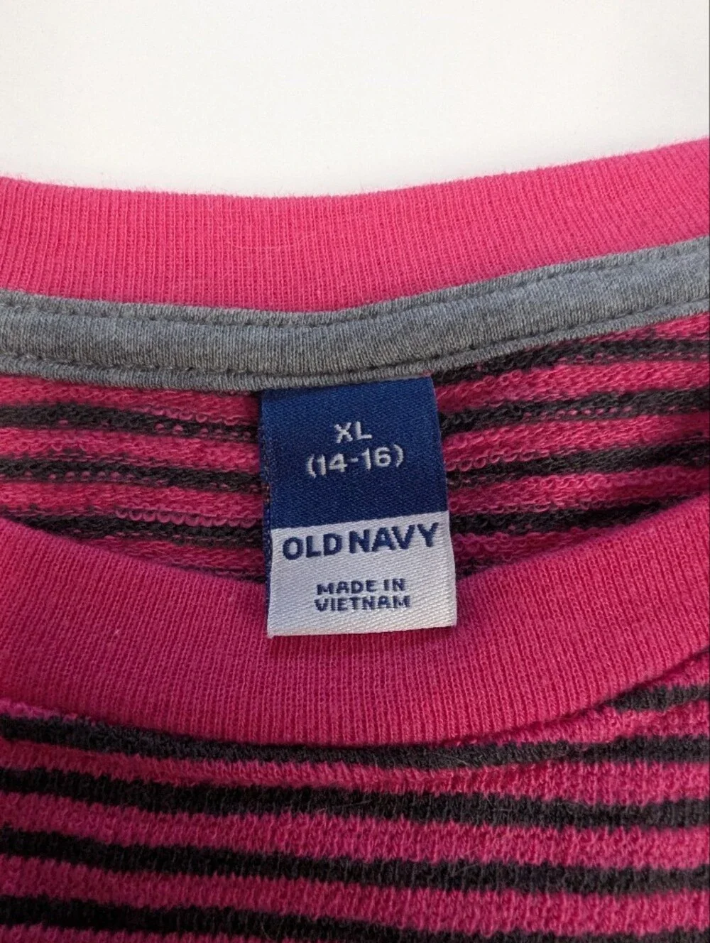 Old Navy Boys XL 14 16 Short Sleeve Textured Striped Pocket Tee Shirt Pink